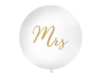 Balón biely s potlačou Mrs 1m