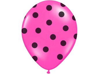 Balón cyklámenový s čiernymi bodkami 30cm