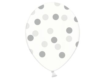 Balón priehľadný so striebornými bodkami 30cm