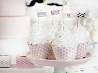 Košíčky na muffiny a cupcake biele bodkované Pink