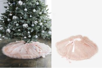 Kožušinkový koberček pod vianočný stromček ružový 100cm