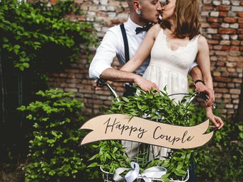 Nápisy kraftové hnedé Happy Couple a Wedding