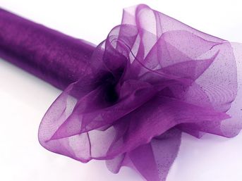 Organza slivková - fialová do ružova s trblietkami 16cm x 9m