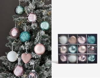 Set vianočných gúľ z netrieštivého materiálu ružový 12ks