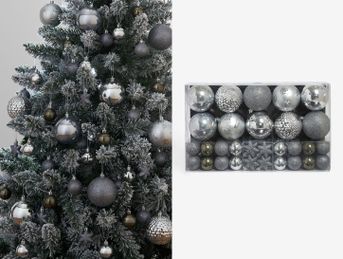 Set vianočných gúľ z netrieštivého materiálu strieborný 50ks