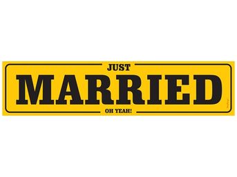 Svadobná značka na auto ŠPZ JUST MARRIED žltá