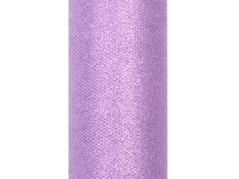 Tyl ružovo - fialový bledý s trblietkami 15cm x 9m
